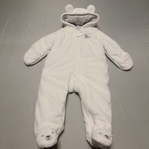Simple Joys by Carters Pram Suit Kids 3-6M White Fleece Hooded Snowsuit A18G001